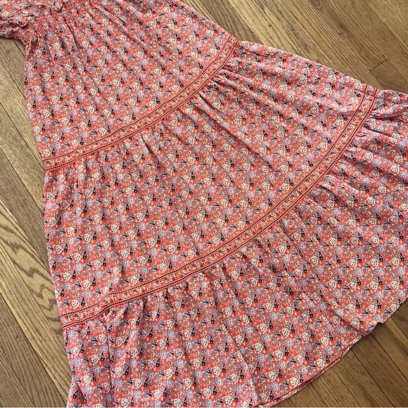 Max Studio Maxi Dress Elbow Length Sleeve Tiered Floral Print Size Small - Picture 11 of 13